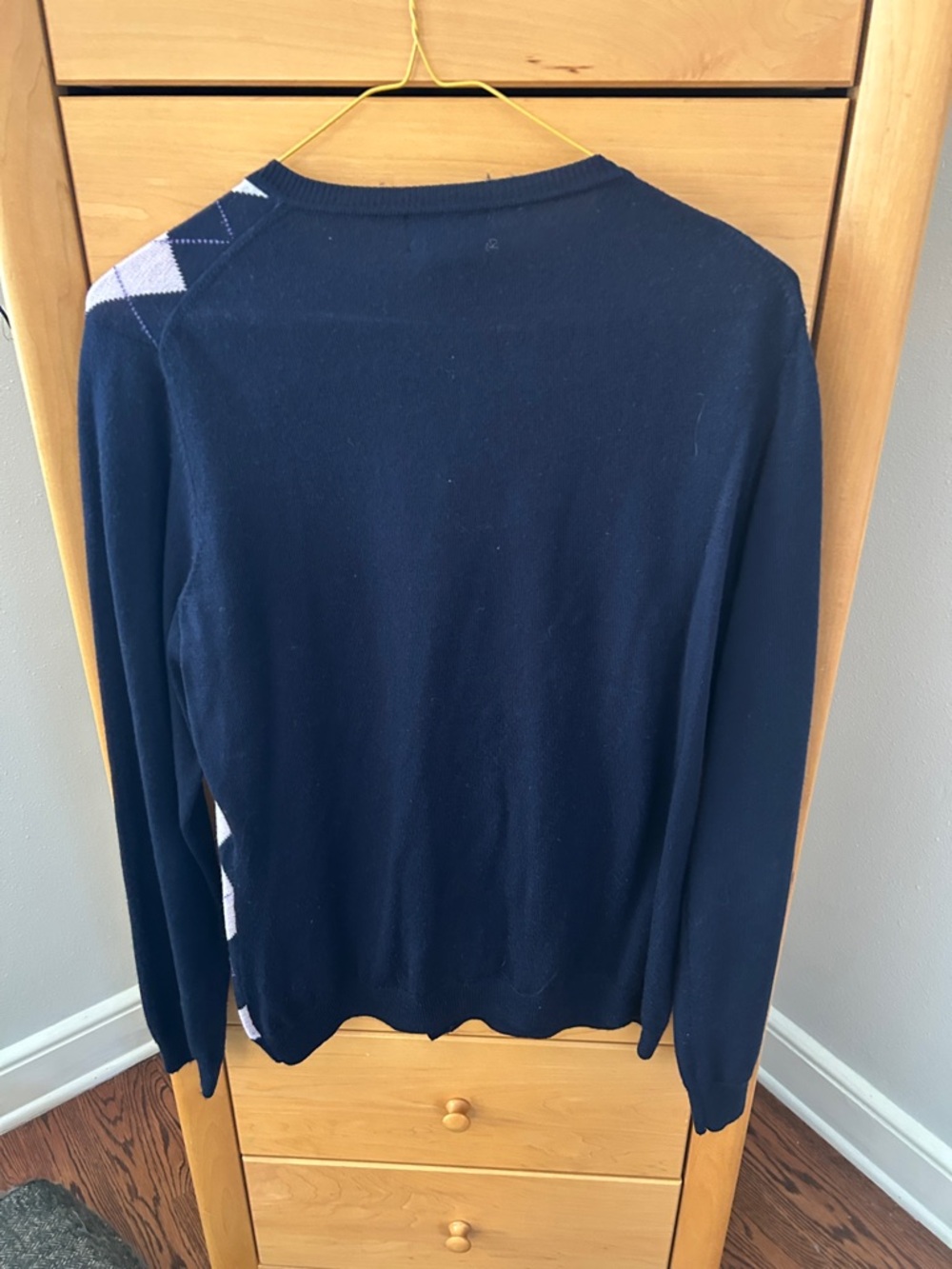 Brooks Brothers Navy and Light Lavender Argyle Button Cardigan.  Large - Picture 4 of 4